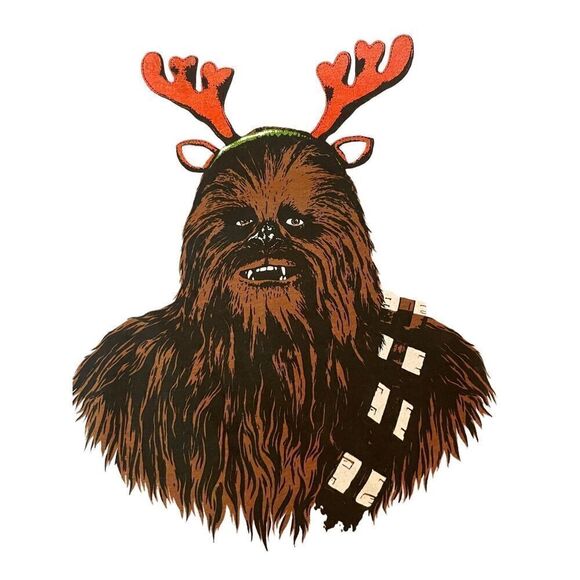 Chewbacca With Reindeer Ears Gray Headline T-Shirt Size XX-Large(measured more l - Picture 4 of 8